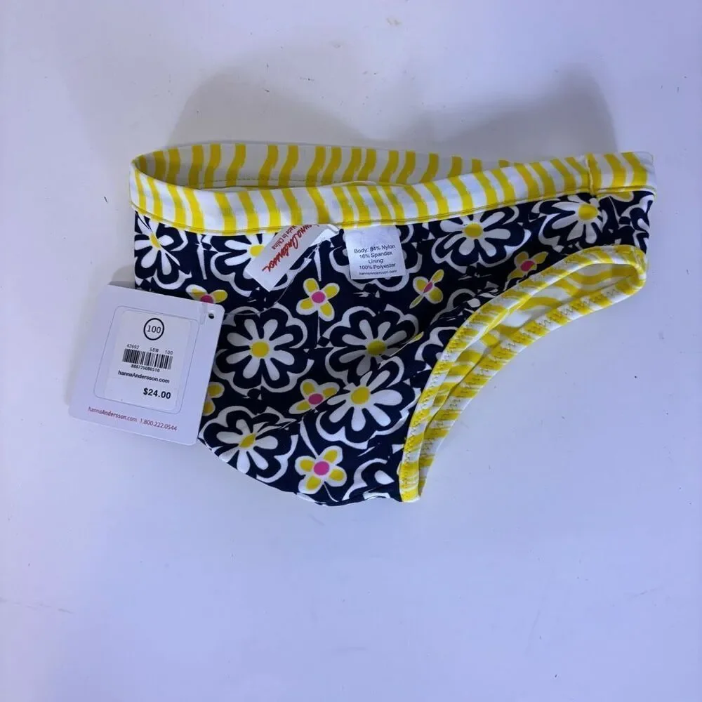 New Hanna Andersson Yellow & White & Blue Floral Reversible Swimsuit Bottoms‎ 4T